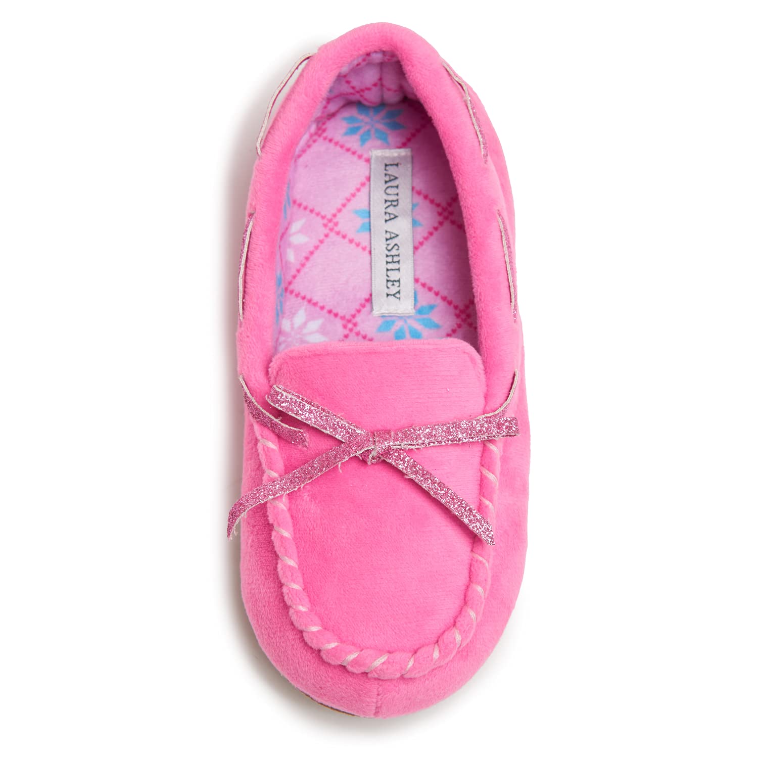 Laura AshleyFleece Girls Moccasin Slippers, Indoor Outdoor Easy to Wear  Home Shoes for Kids