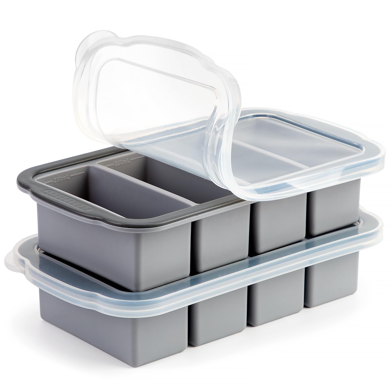 Extra Large Silicone Cube Freezing Trays with Lid (2-Pack)