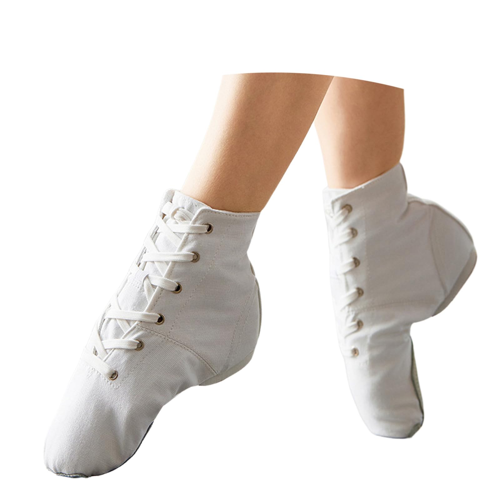 Bottes de Jazz pour Femme - Chaussures de Danse Plates à Lacets avec Semelle Fendue