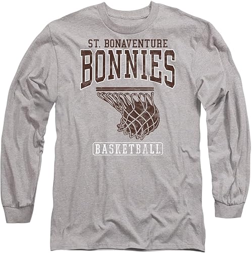 St. Bonaventure University Camiseta de manga larga unisex para adultos con aro de baloncesto oficial