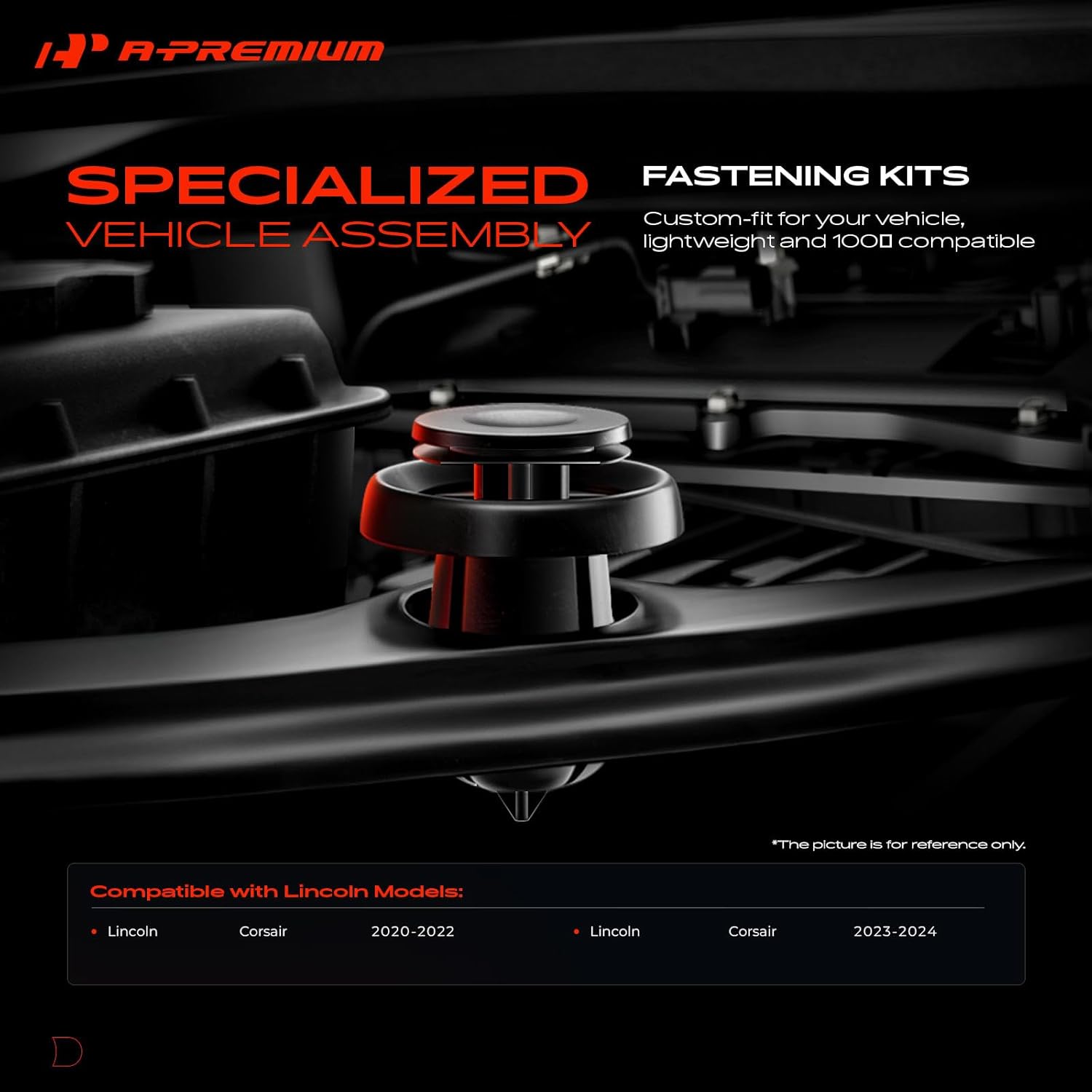 A-Premium 160PCS (16 Sizes/37 oz) Bumper Fender Retainer Clips Kit - Compatible with Lincoln Corsair 2020-2024 - Hood Door Trim Panel Push Pin Plastic Nylon Rivet Fastener Set, w/Removal Tool