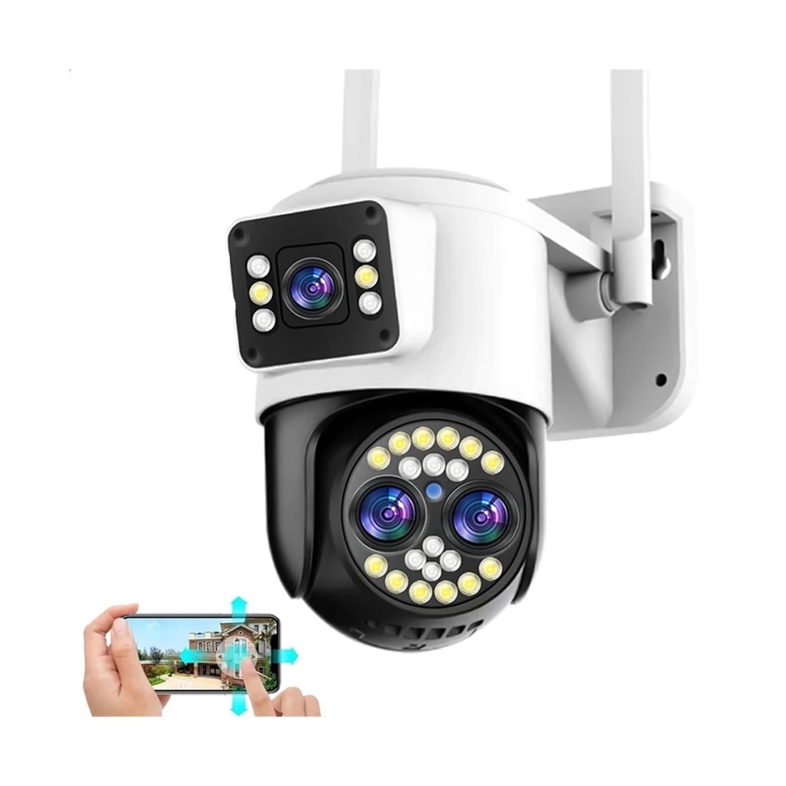 Kamery bezpieczeństwa 4K 8MP HD IP kamera trzy obiektywy podwójne ekrany 10X zoom PTZ dwukierunkowy kolor audio noktowizor zewnętrzna kamera bezpieczeństwa do użytku na zewnątrz (kamera 8MP 32GB)