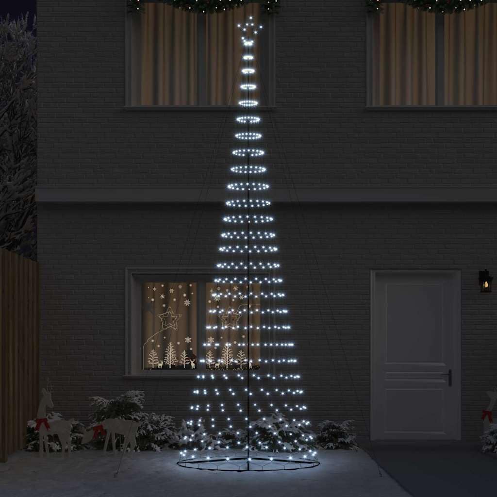 Choinka LED zimna biel 500 cm, metalowa, ze stojakiem, 8 trybów, do użytku wewnątrz i na zewnątrz, trwała, 550 diod LED