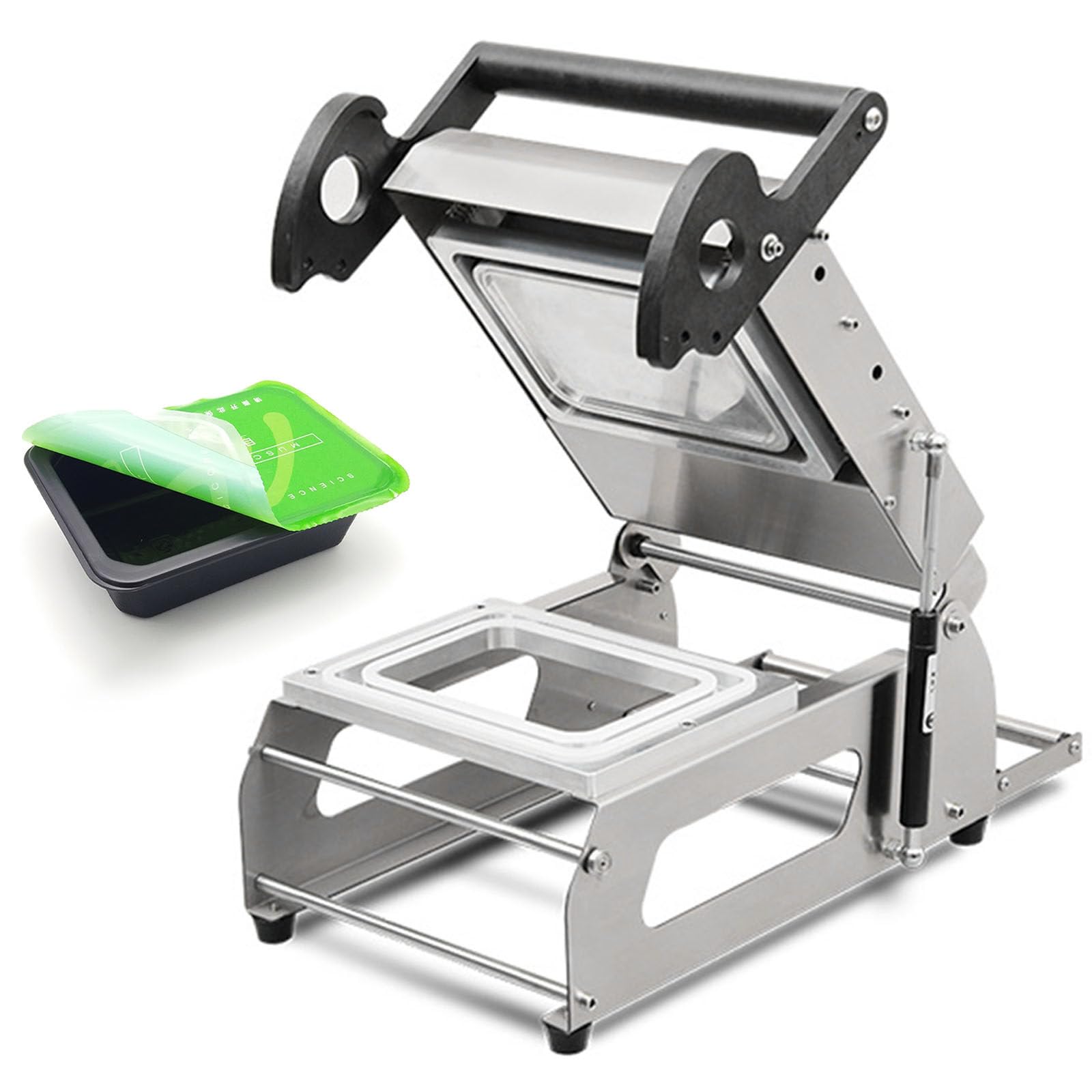 Machine de fermeture de chaleur de tiroir alimentaire commercial, emballage à pression manuelle en acier inoxydable avec contrôle de la température, idéal pour une utilisation en magasin
