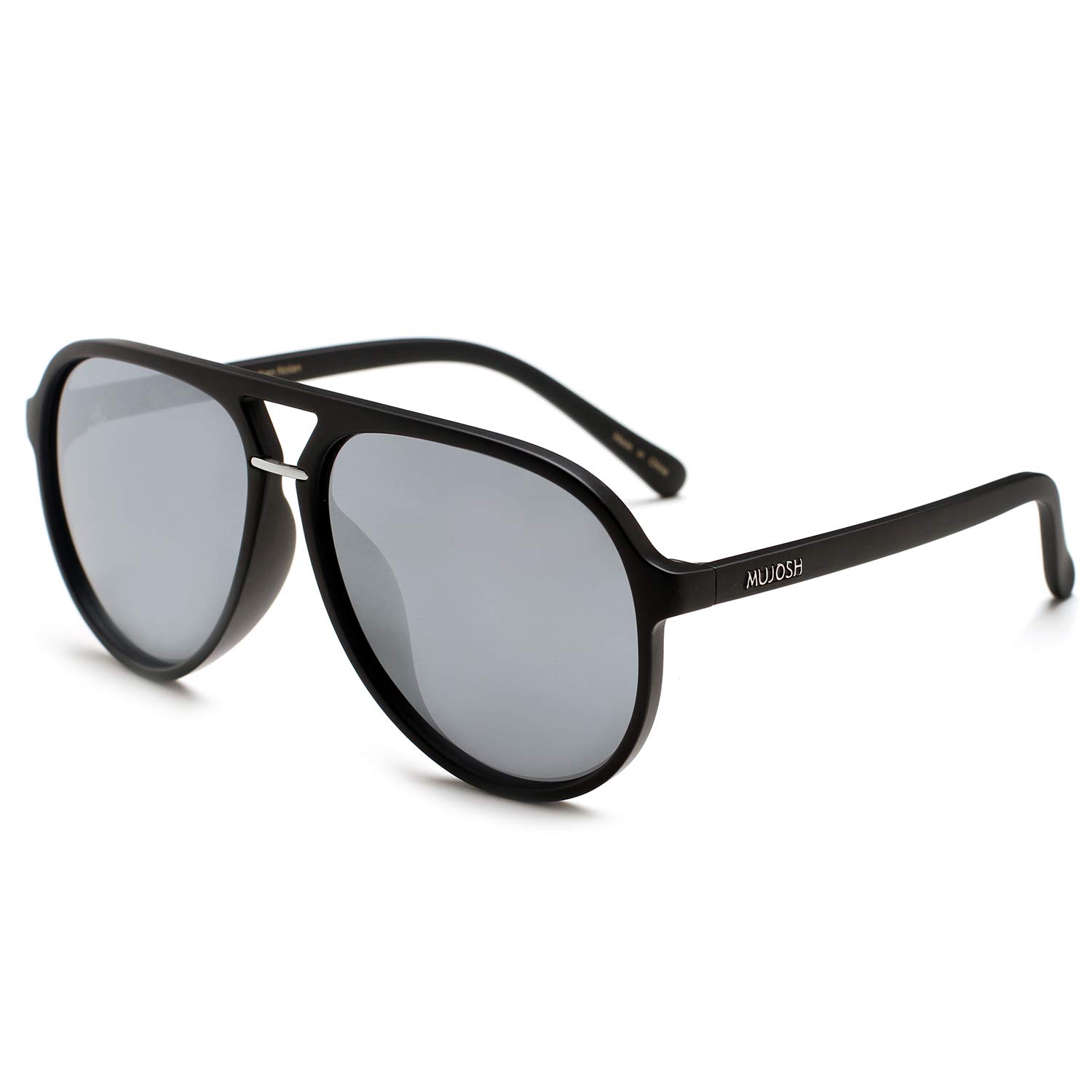 MUJOSH Polarized Aviator Sunglasses Grey Lenses Driving Glasses
