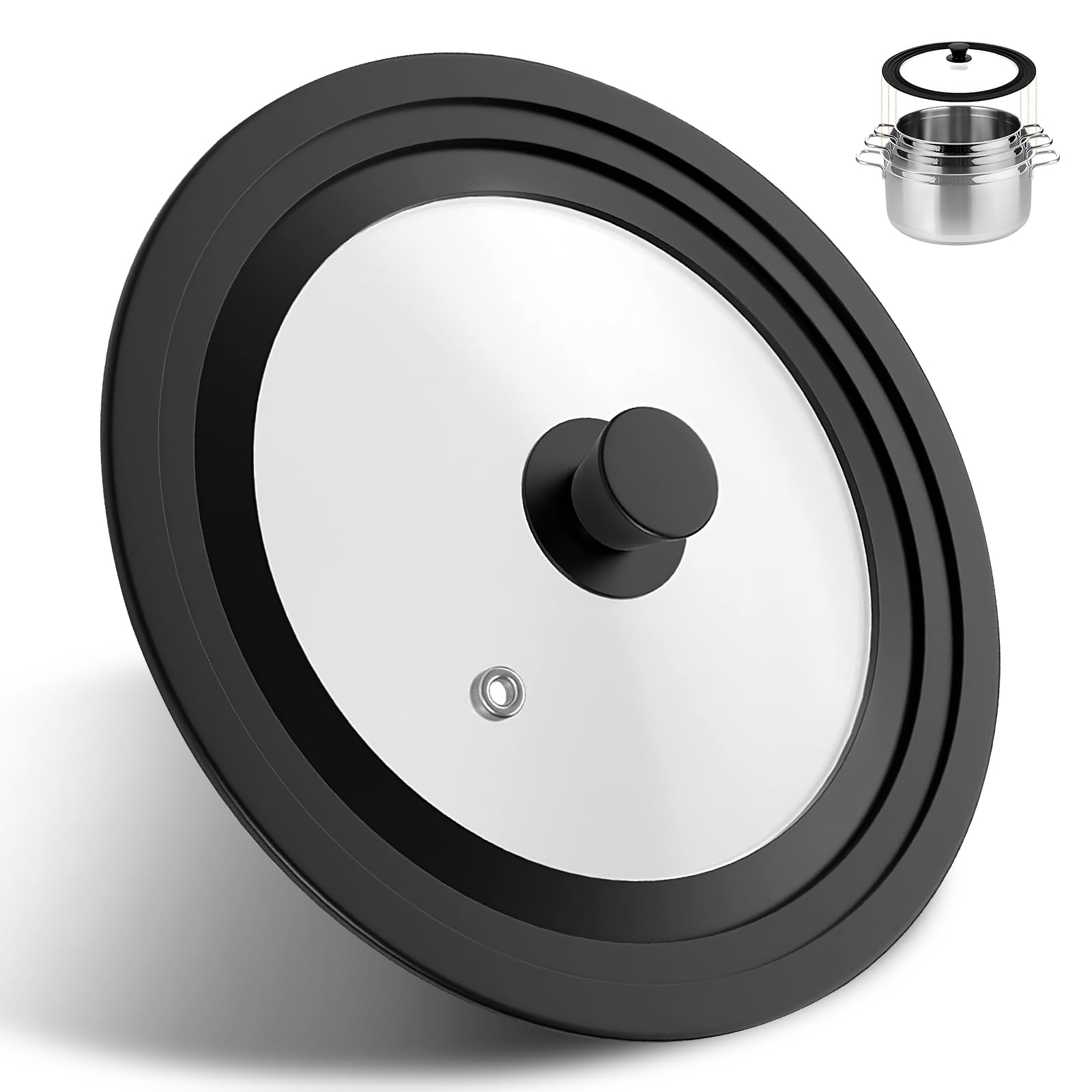 Universal Glass Lid, 28CM-30CM-32CM Diameter, for Pots Pans Frying Pan