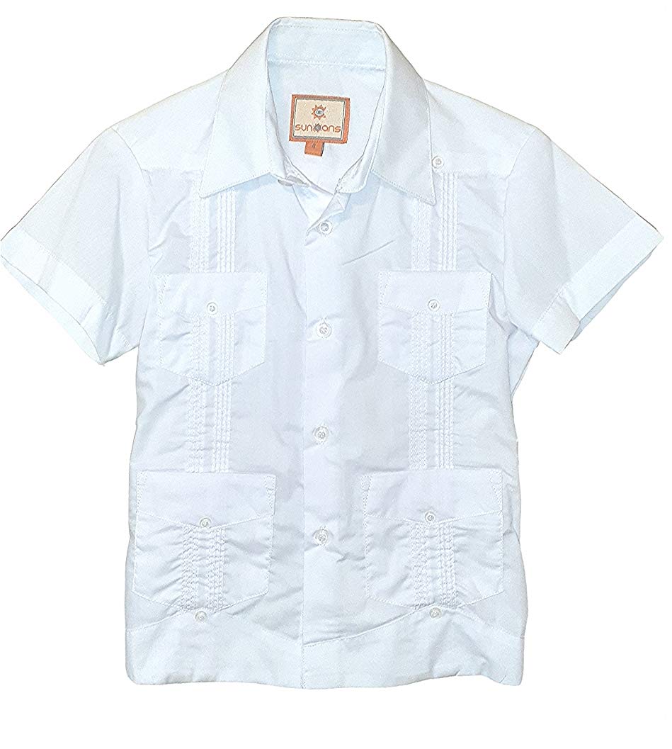 SUNINCANSGuayabera Cotton Formal Shirt for Boys Traditional Latin Events