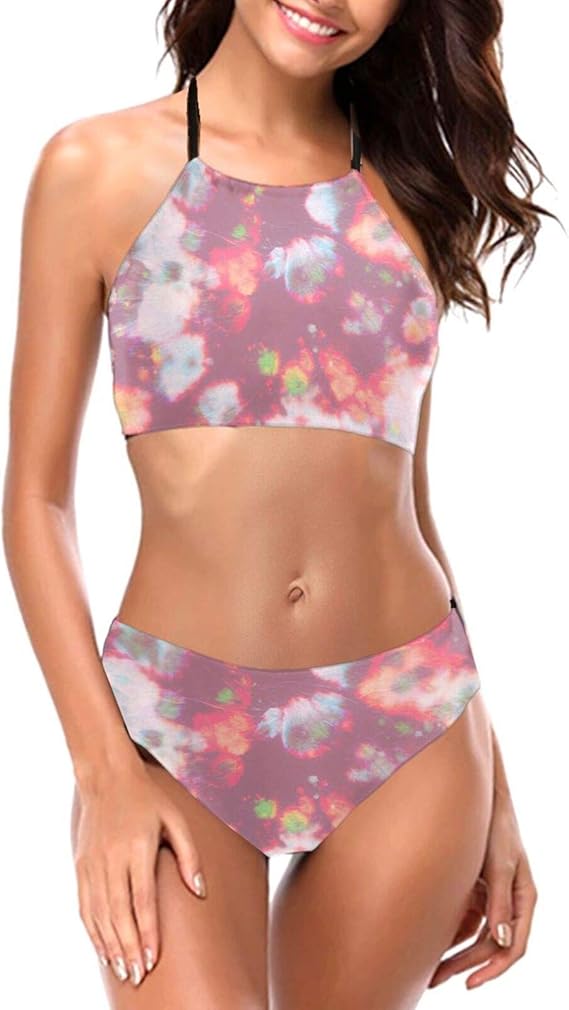 Amazon.com: Women's Push Up Bikini Swimsuit Sexy Halter High Neck Two Piece Bathing Suit: Clothing