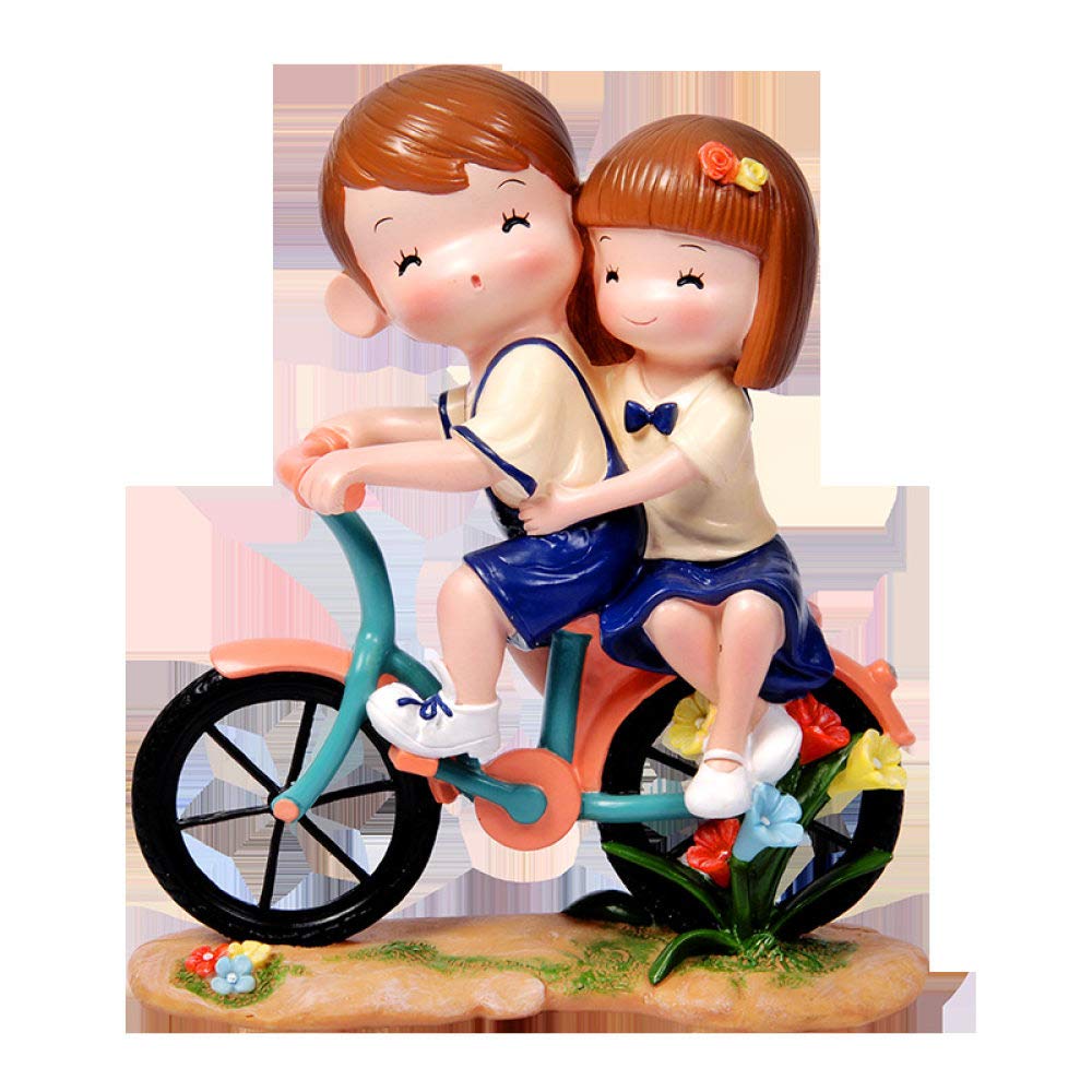 Statue couple à vélo : mini figurine romantique pour célébrer l'amour