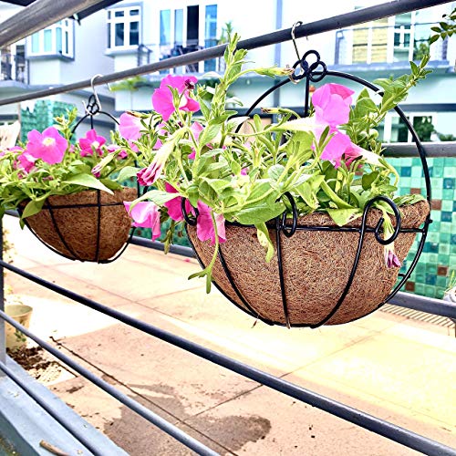 Wall Hanging Planter - 10 Inch, 2 Pack Hanging Baskets For Plants, Wall Planter With Coco Liner, Hanging Planters Indoor Outdoor, Wall Mounted Plant Holder, Flower Baskets For Outside Fence Rail Deck #TOP2