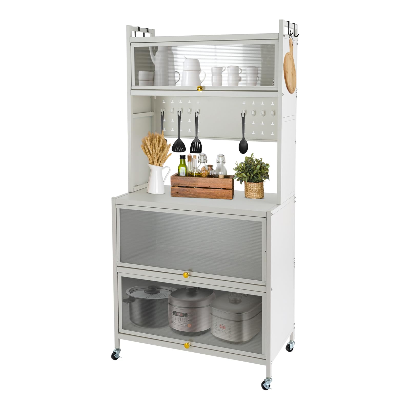 Küchenregal 5-stufiges Lagerregal 80 x 40 x 162.5cm Standregal Küchen Organize, Beweglicher Lagerorganisator mit Rädern Gesamtbelastbarkeit 200kg für Mikrowelle, Kochutensilien
