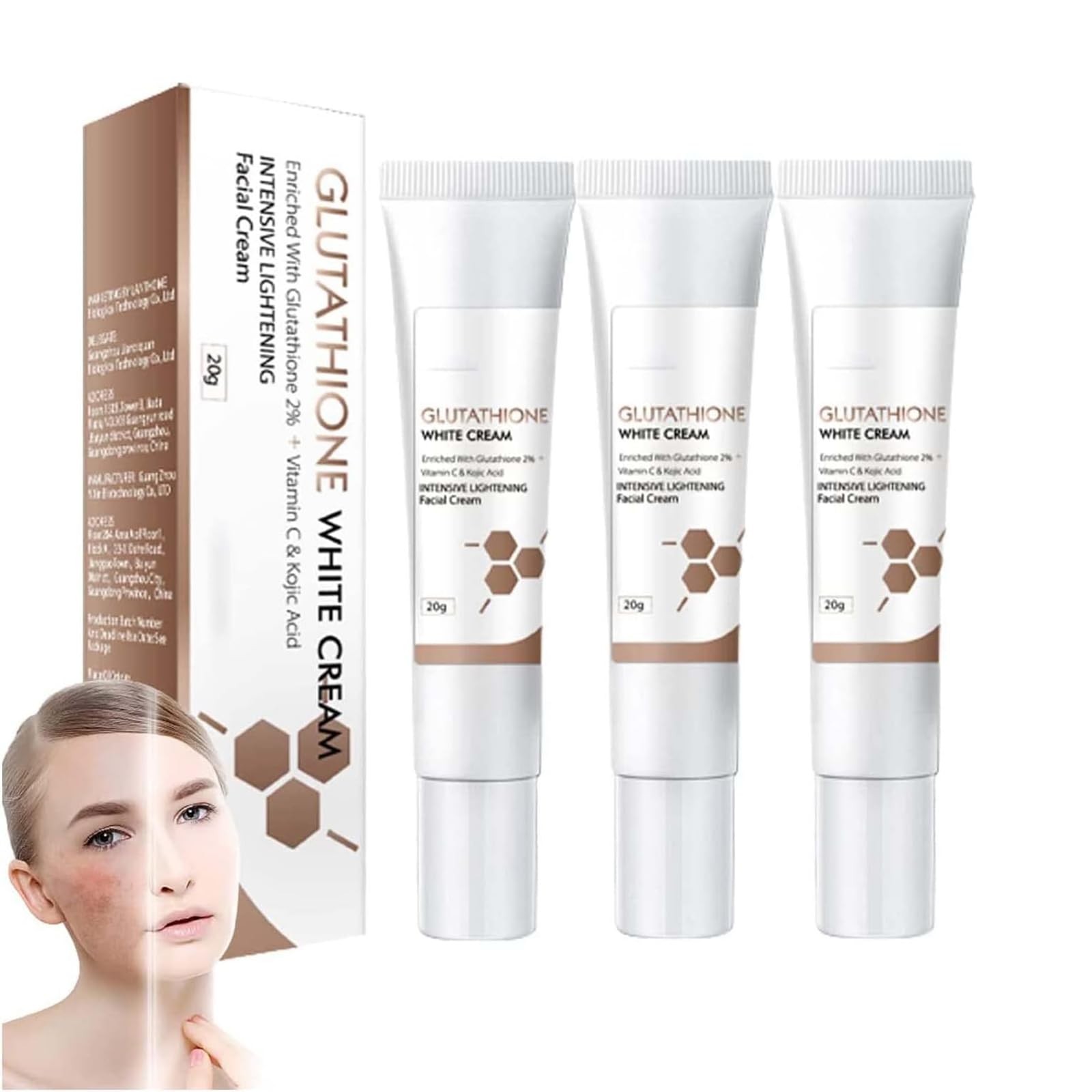 glutathione skin whitening cream uk Facial Dark Spots Remover, Moisturizing and Brightening Tone up Cream, Lightening Blemish Remover Lotion, Mild and Non-irritating, Restore Natural Glow (3pcs) Beauty Uneven tone, rough texture,