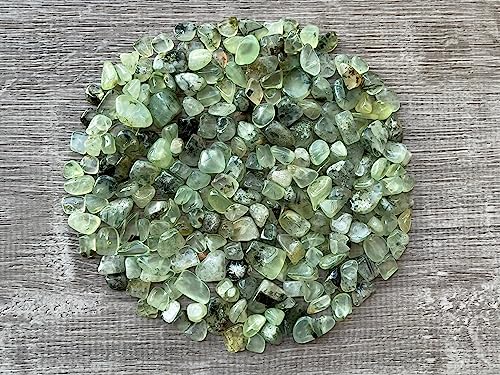 Image of GAF TREASURES 2 oz Lot Natural Semi Tumbled Gemstone Chips, Crushed Mini Crystals, Undrilled Crystal Chips (Green Prehnite)