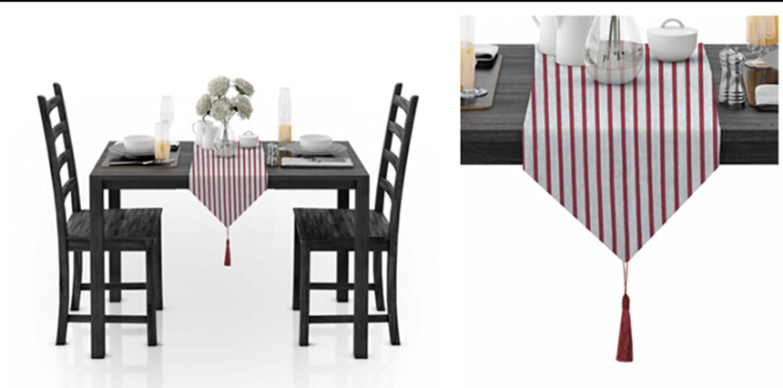 Tischläufer Geburtstag Rot, Table Runner Cloth 30x320CM Streifenmuster Baumwolle Tischdeko Wohnzimmer Küche Hochzeiten
