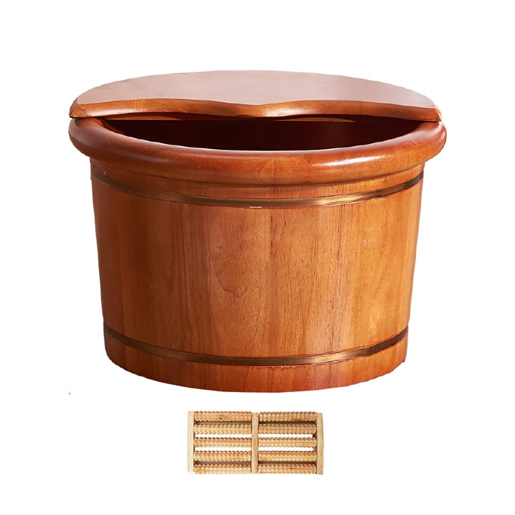 Holz-Fußbecken, Massivholz-Fußwanne, Pediküre-Schüssel Spa-Massage-Pediküre-Fässer Haushalts-Fußbad-Fass, Massagegerät (Color : B)
