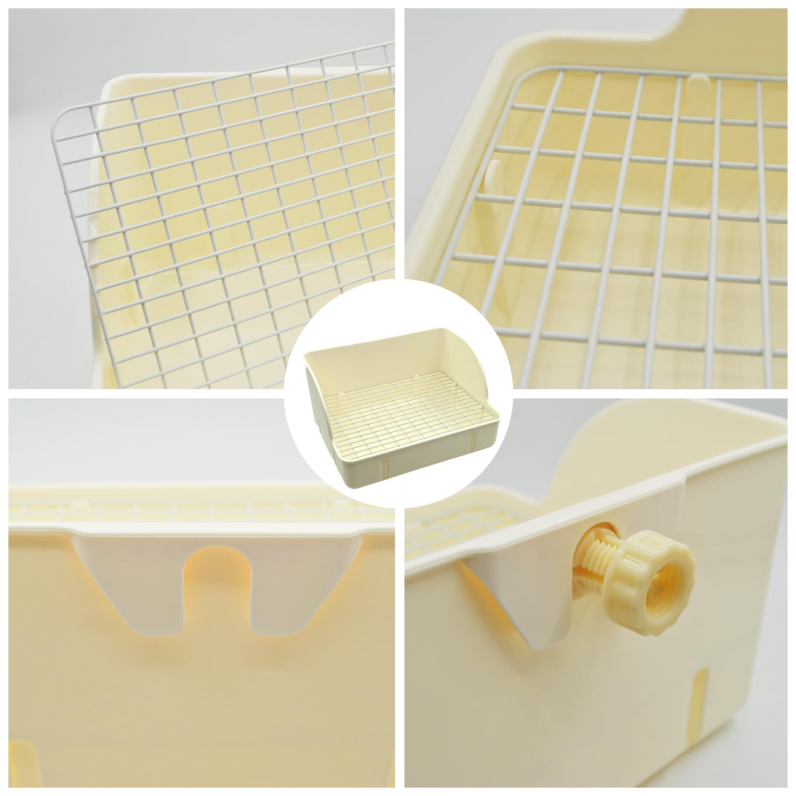 Rabbit Litter Box Toilet,Bunny Plastic Square Cage Toilet with Grate Rabbits Corner Litter Bedding Small Animal Pet Bunny Box Potty Trainer Pet Pan for Guinea Pig,Ferret,Chinchilla(White) - image 5
