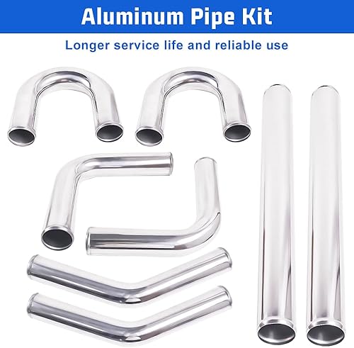 Miniatura 5 de Kit universal de tubo intercooler de aluminio de 3 pulgadas con manguera de silicona y abrazaderas en T de acero inoxidable