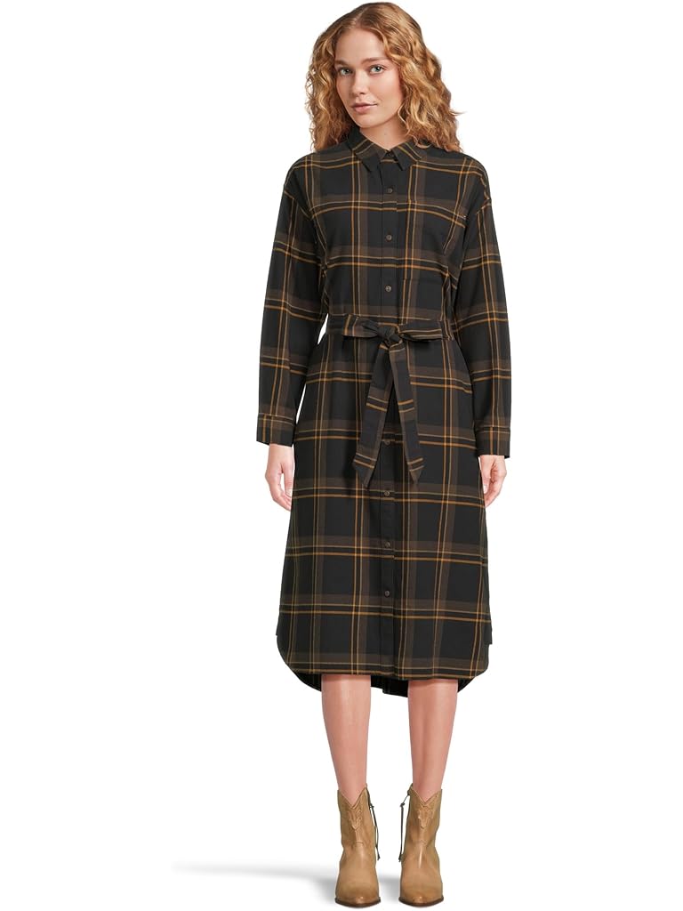 Black L.L.Bean Signature Camp Flannel Midi Dress