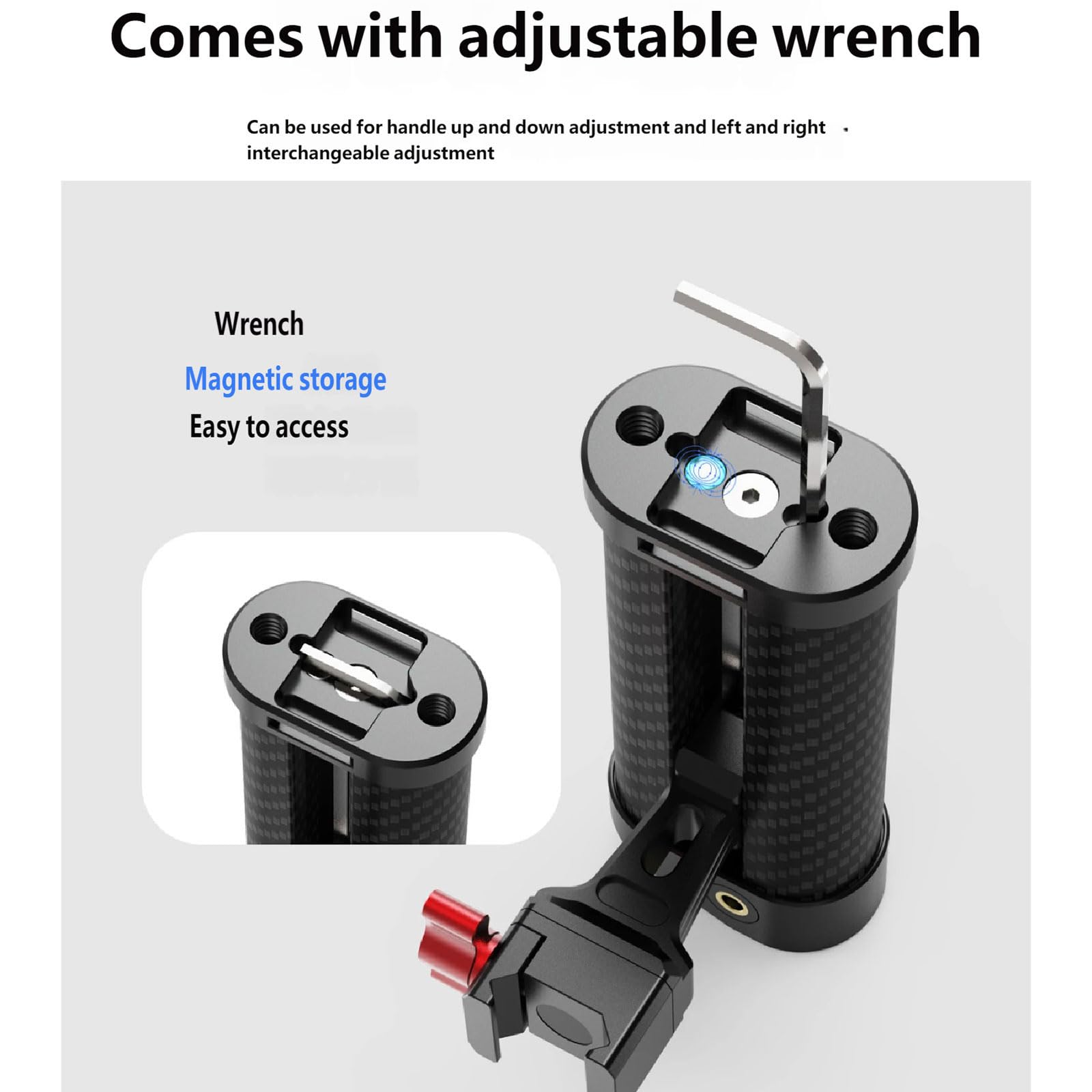 Impugnatura per fotocamera a sgancio rapido, impugnatura laterale in alluminio con design ergonomico e cavo da 2,5 mm per DSLR e maniglia a sgancio rapido mirrorless