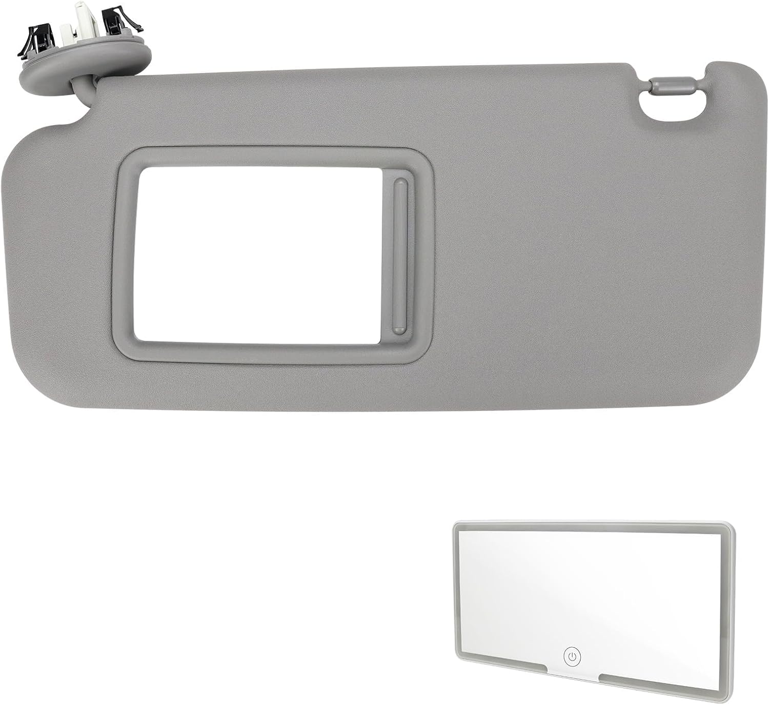 Sun Visor Left Driver Side Compatible with Toyota RAV4 2006-2013 Gray Replaces 74320-42501-B2 - Sunshade with Extensions,Wired Vanity Light & Bonus Portable Mirror