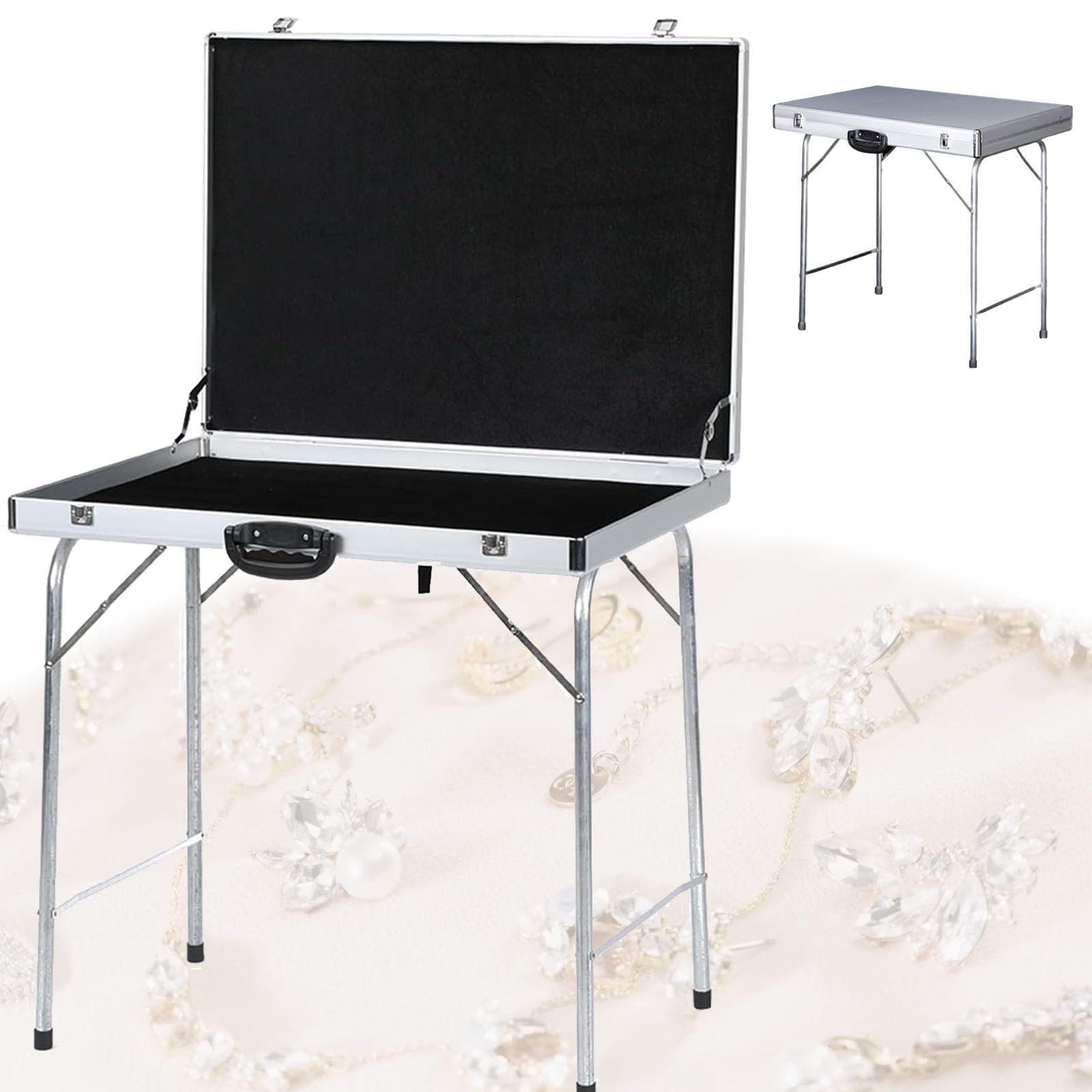 Vitrina de joyería, soporte de aleación de aluminio impermeable, diseño plegable para ferias, mercados nocturnos y viajes
