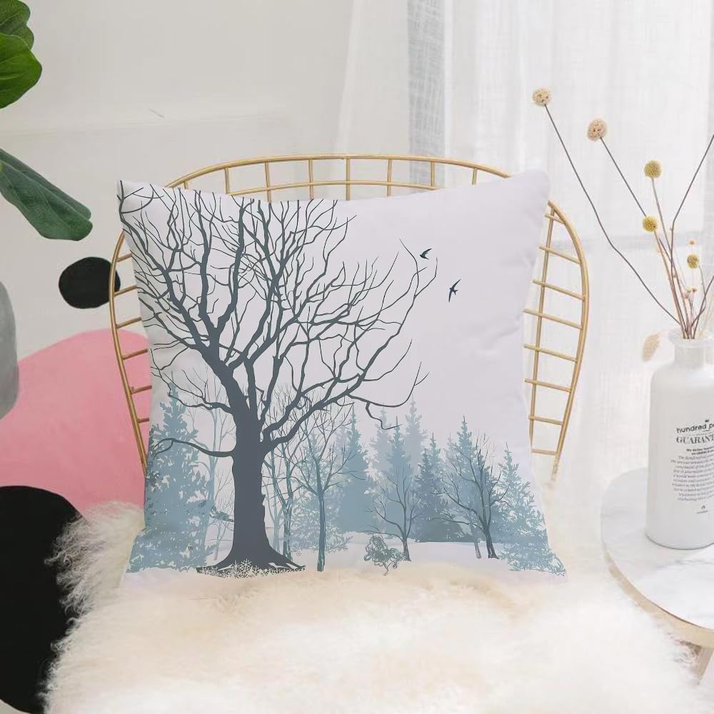Hyosxw In Winter, The Quiet Portrait Of Dead Trees - A10 Cushion Cover,Throw Pillow Case Home Decorative For Living Room Bedroom Sofa Chair 18X18 Inch,In Winter, The Quiet Portrait Of Dead Trees In The Snow,Pillowcase 45X45cm