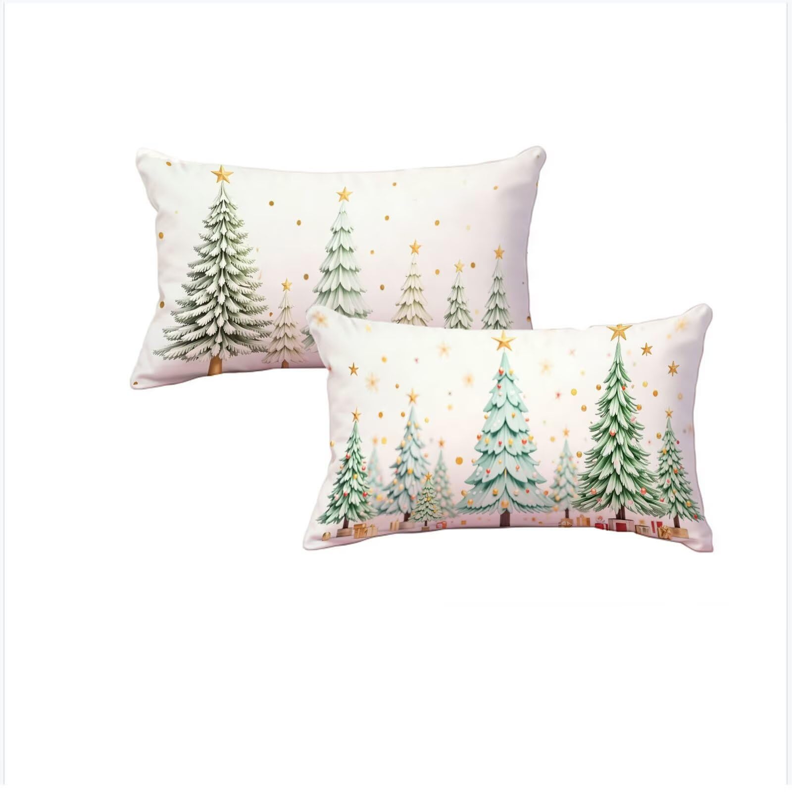 Housse coussin 40x80cm Noël en lin blanc imperméable anti tache G670