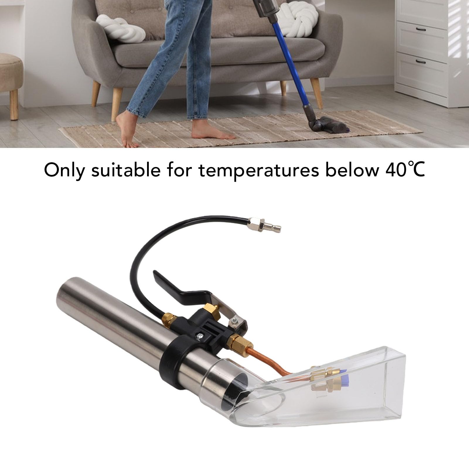 Adaptador de Aspiradora, Adaptador de Aspiradora en Seco y Húmedo con Boquilla Transparente, Diseño Reforzado con Latón Duradero, Accesorio Extractor de Limpieza de Alfombras