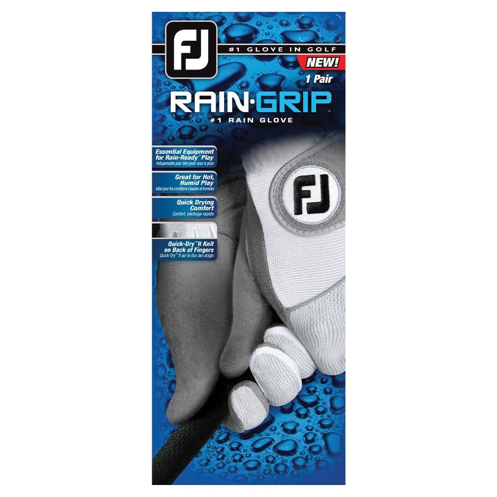 FootJoy Women's RainGrip Prior Generation Golf Gloves, Pair, White Large