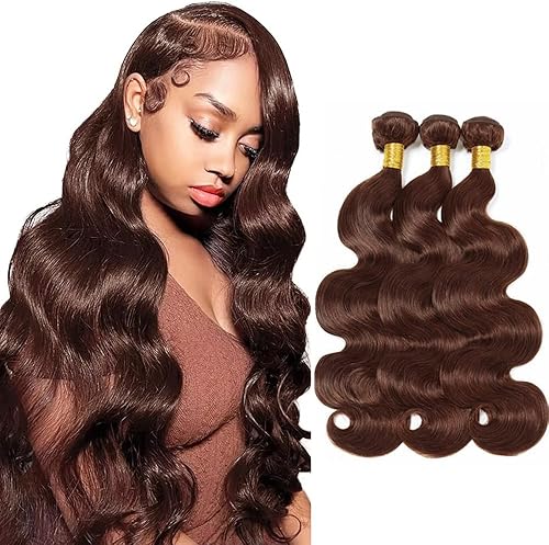 30 32 34 Inch Light Brown Body Wave Bundles Color 4 Human Hair Bundles Unprocess