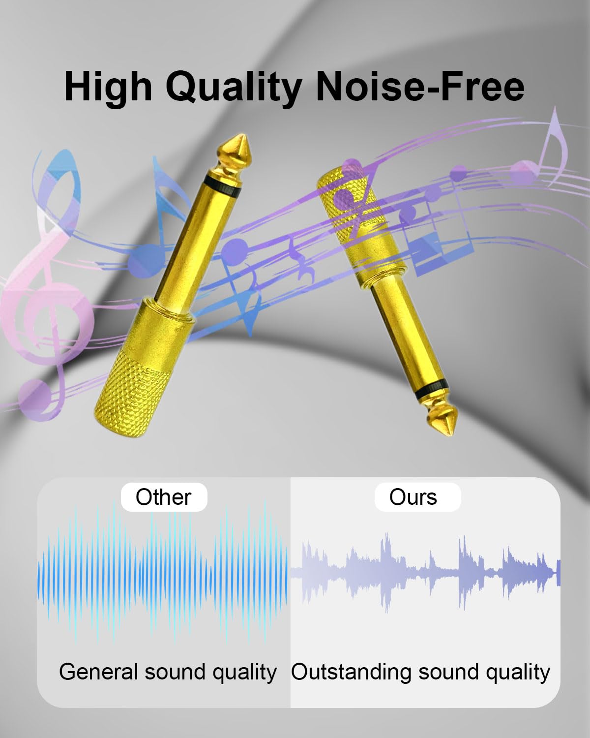 Adattatore Audio 6.35mm Maschio A 3.5mm Femmina – Mono, 2 Pezzi, Connettori In Rame