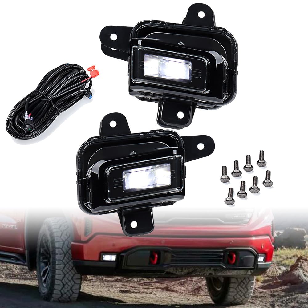 Astra Depot LED Fog Lights Lamp w/Switch Wires Bezel Frame Compatible For GMC Sierra 1500 2022-2024 Replace OE 84550845 84550846 | 84878759 84878760