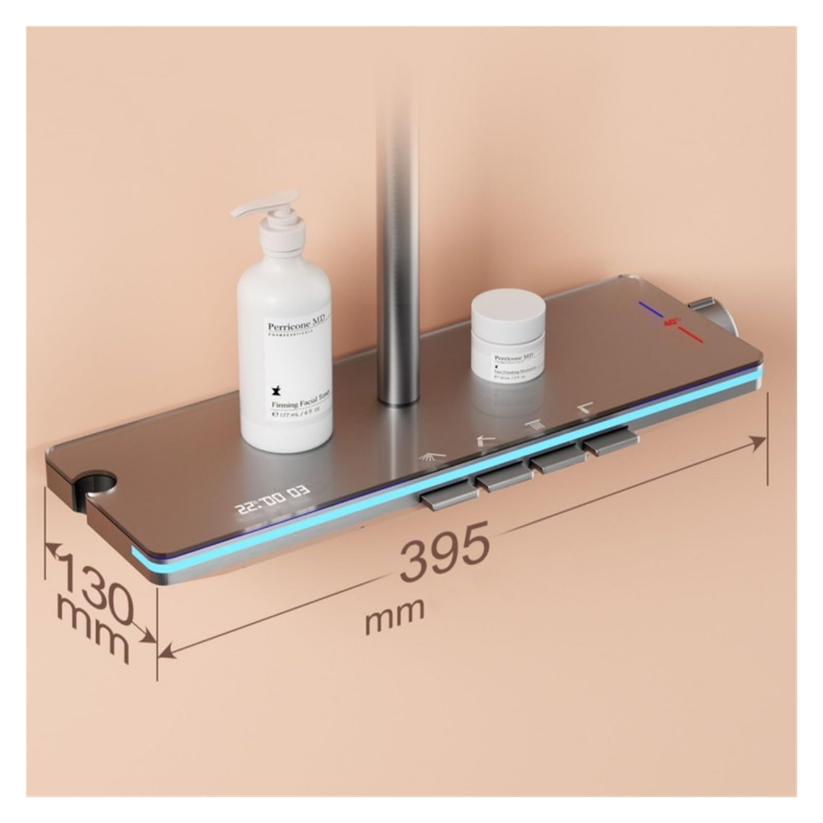 Set di rubinetti for doccia termostatici con display digitale, miscelatore for rubinetti in ottone for vasca da bagno a pioggia, luce d'atmosfera for la generazione di energia del flusso d'acqua(Noir)