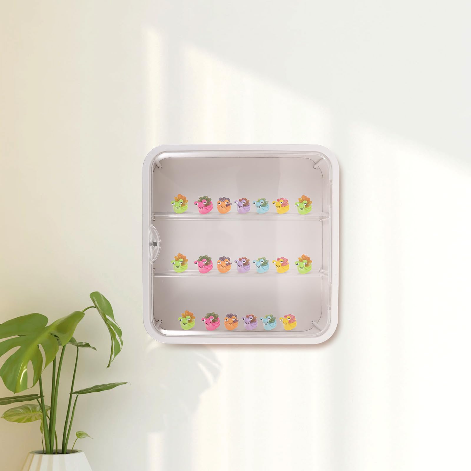 Vitrina de Colección para Figuras, Plástico, Montaje en Pared, Blanco