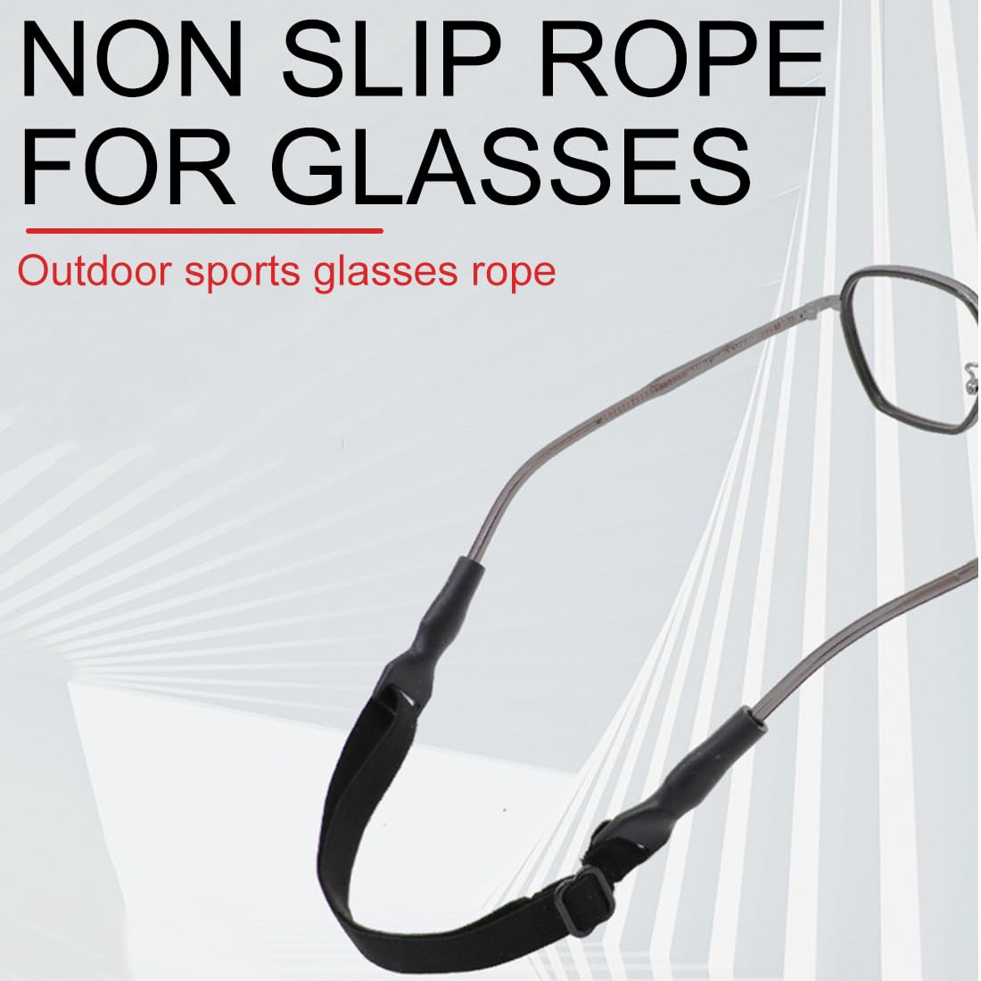 Lot 4 Sangles Réglables Lunettes + 4 Plaquettes Nez Silicone - Antidérapantes Pour Sport - Noir - Homme/Femme