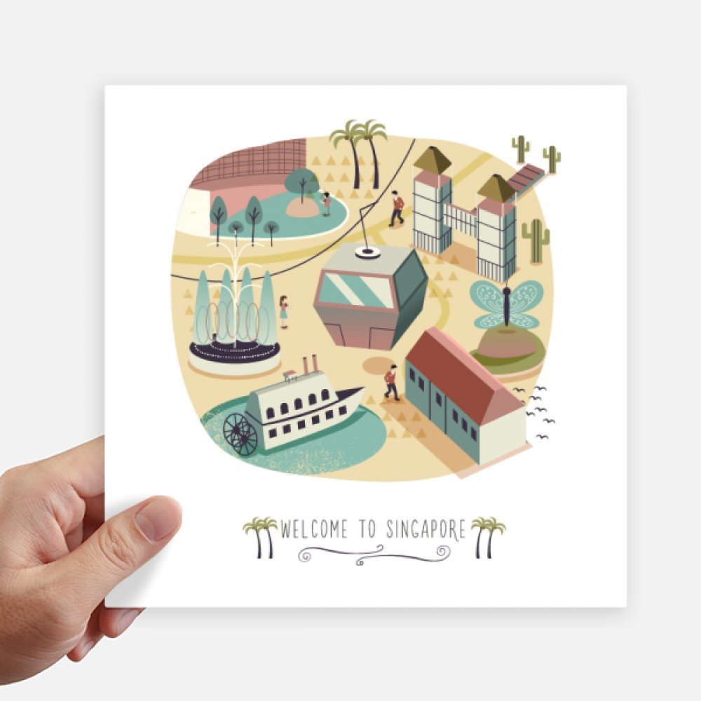Calcomanías cuadradas de Singapur 20cm pack de 4 pegatinas personalizadas para pared y maleta