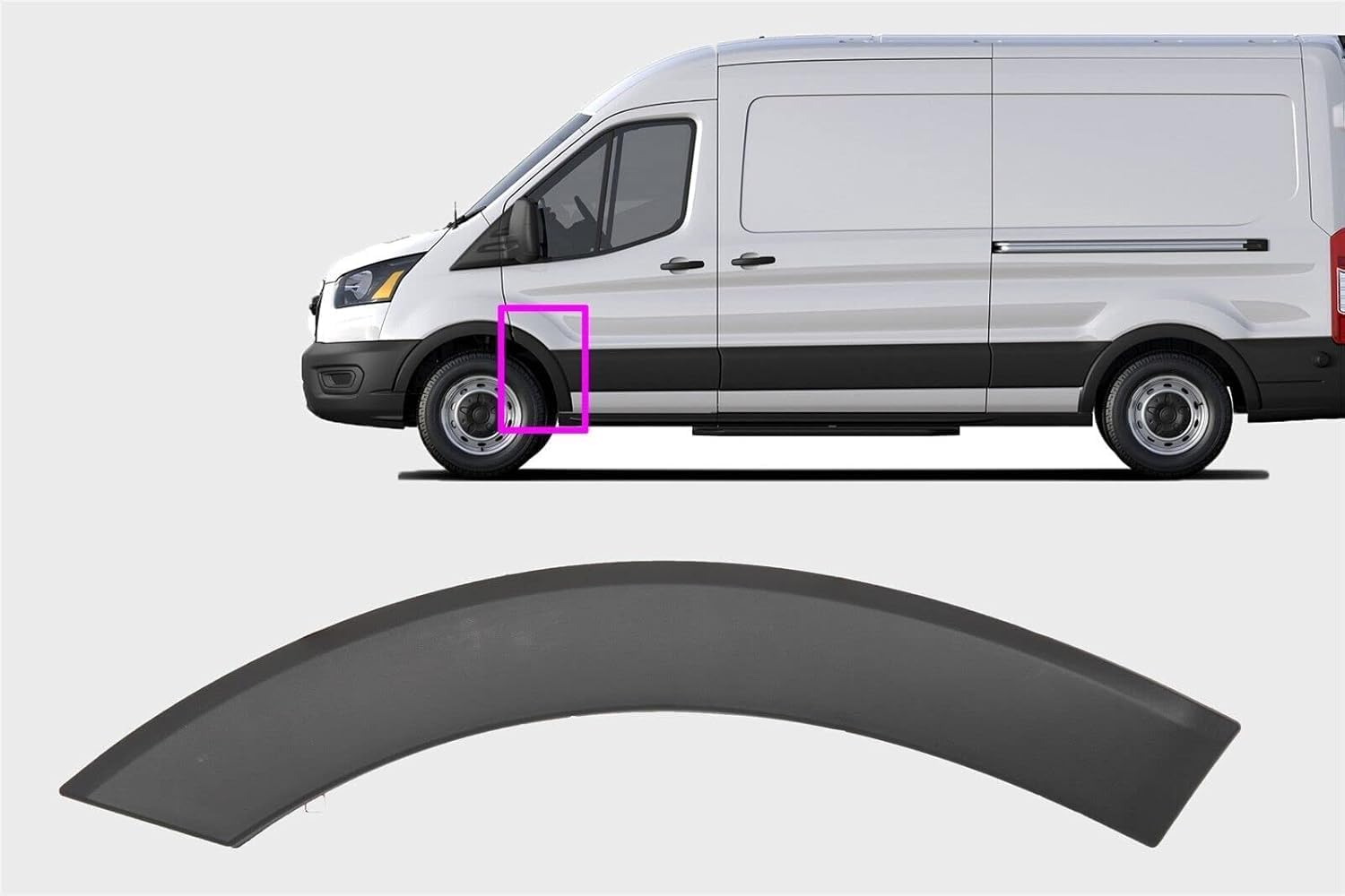 Replacement for Ford Transit 2015-2023 Front Flare MOLDING Trim 150 250 350 (Right Passenger Side Fender Bumper Flare)