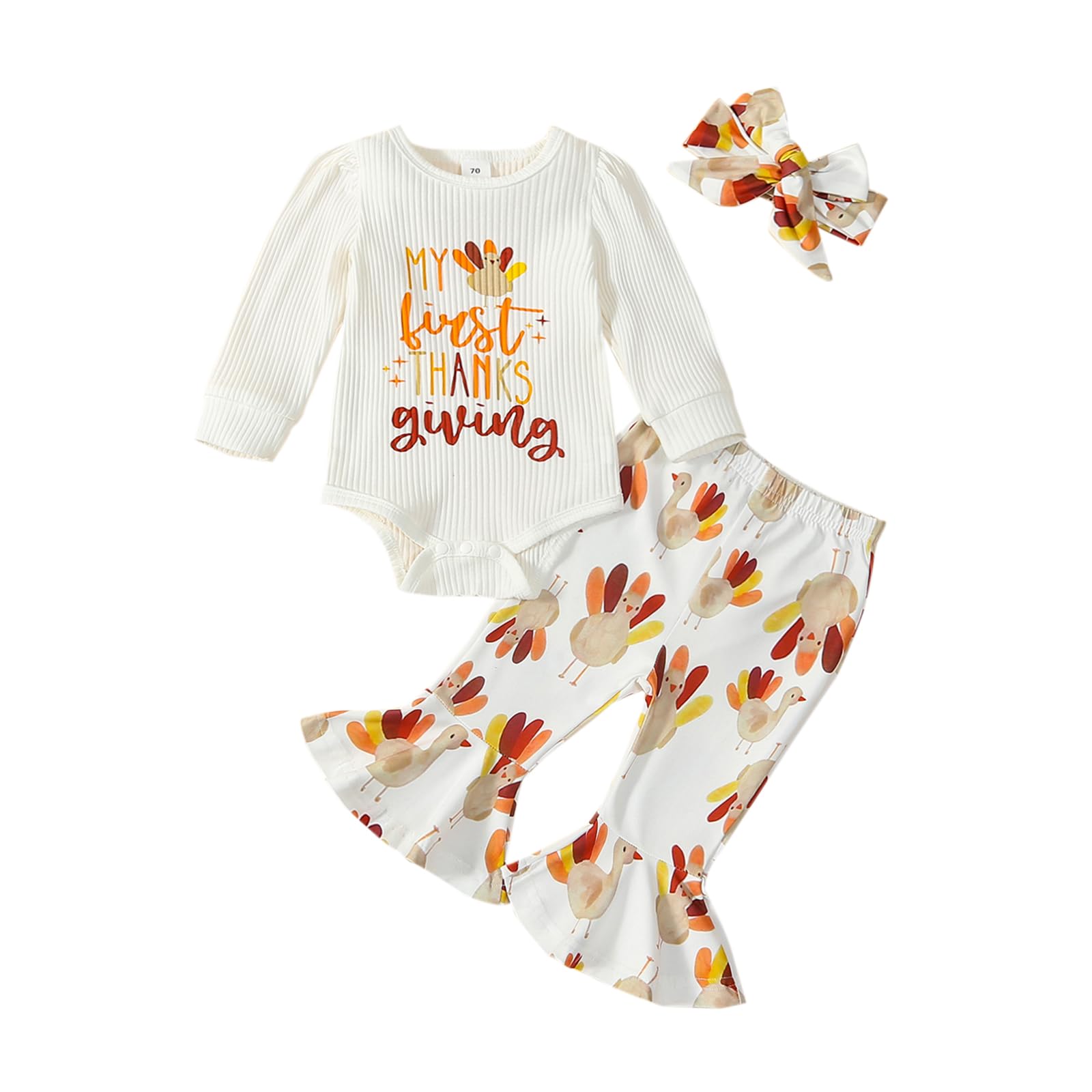 Twopumpkin 3-Piece Turkey Romper Set