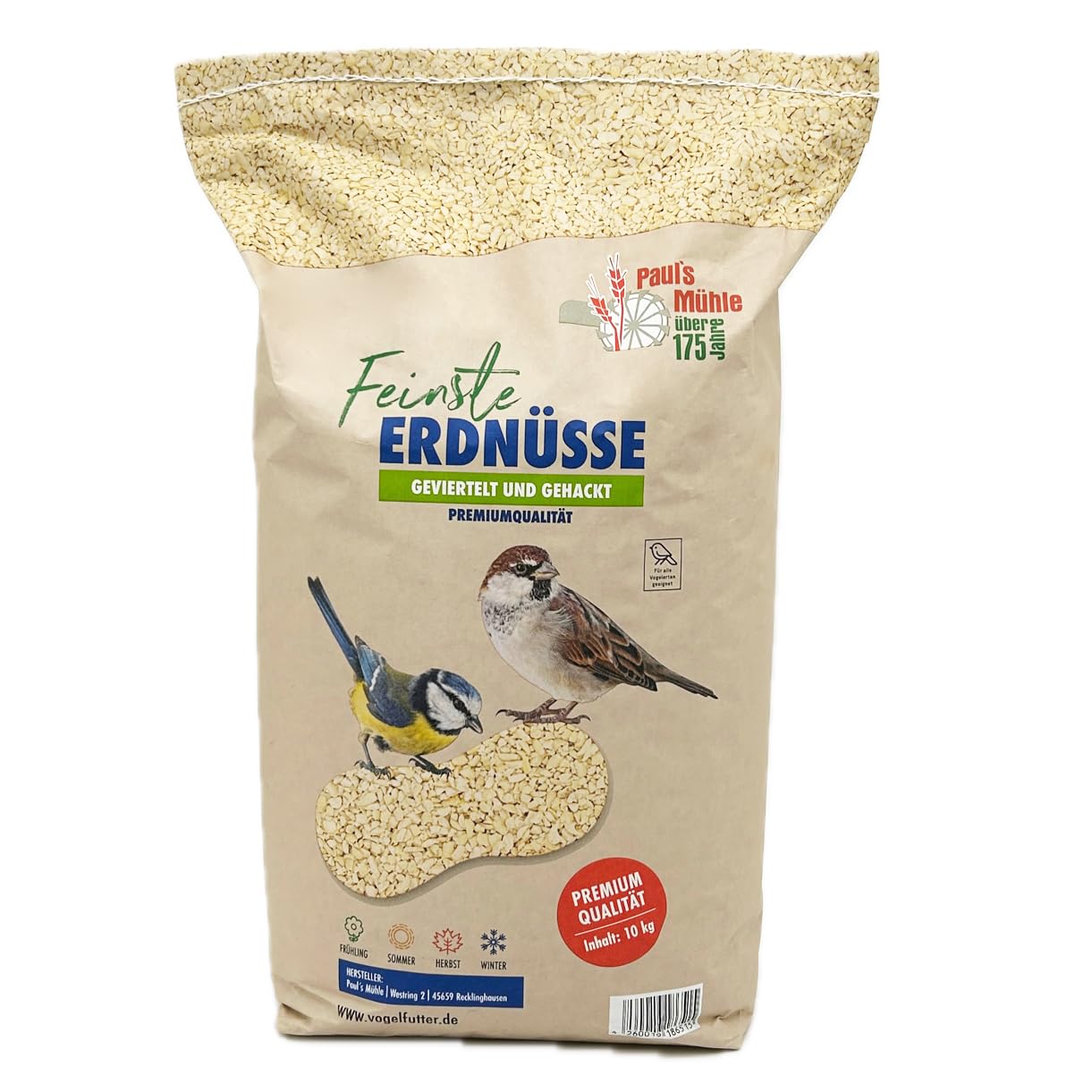 Paul´s Mühle Erdnüsse für Vögel, Erdnusskerne gehackt, 10 kg Neue Ernte 2025