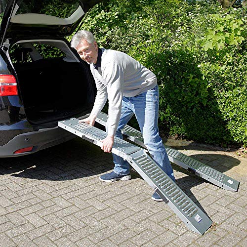 maxVitalis Klappbare Auffahrrampe, Laderampe, 2 Auffahrschienen, bis 400 kg belastbar, praktischer Tragegriff… – Bild 7