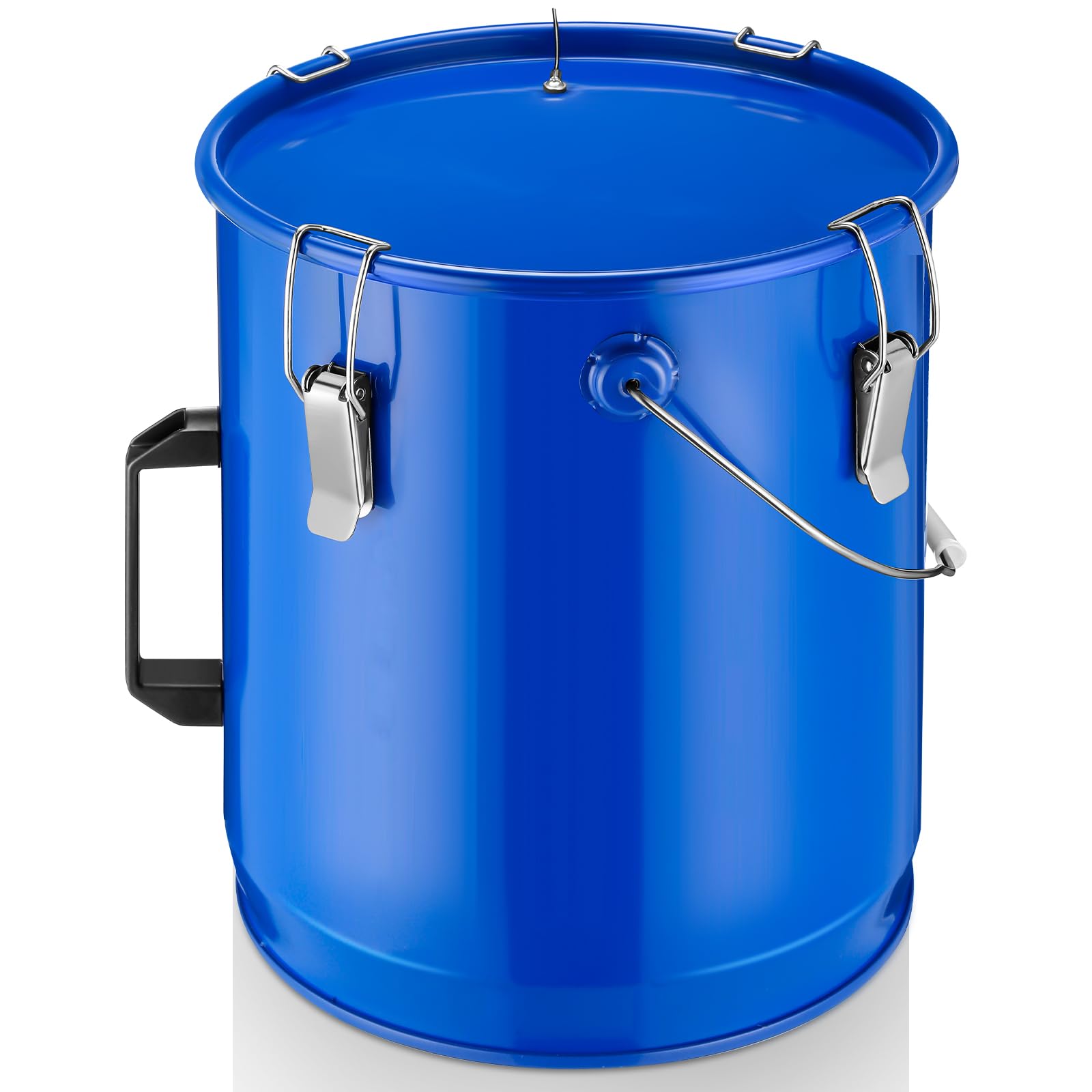 Cubo de transporte de aceite para freidora de 6 galones con tapa, bandeja de eliminación de aceite de acero con revestimiento antioxidante, asa, clips de bloqueo para transporte de aceite,