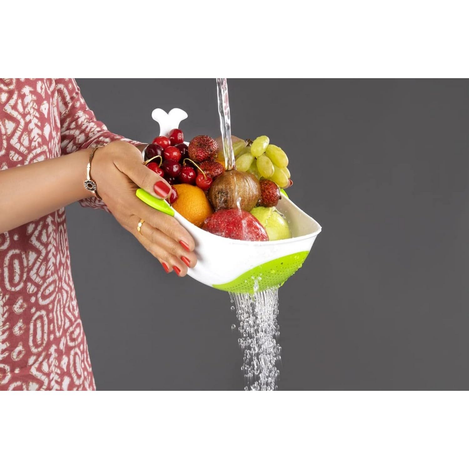 HAB Mart Balaji Enterprise Plastic Fish Shape Rice Stainer Bowl with Handle Suitable for Strainer Rice, Pulses Fruits, Vegetable, Noodles and Pasta Washing Bowl and Drainer -(Multi Color) 1