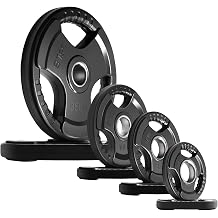 RitFit Weight Plates for Barbell, 2-Inch Olympic Rubber Grip Plates for Weightlifting and Strength Training in Home & Gym, Single, Pair and Sets