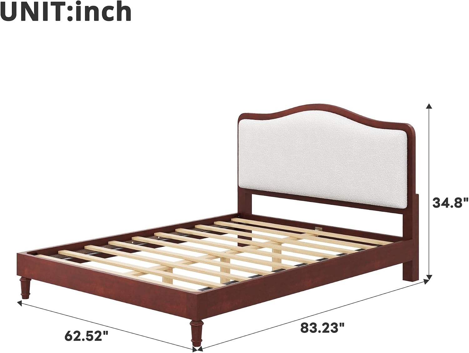 Harper & Bright Designs Queen Size Upholstered Bed Frame with Headboard, Solid Wood Platform Bed with Wooden Slat Support, No Box Spring Needed, Easy Assembly,Espresso
