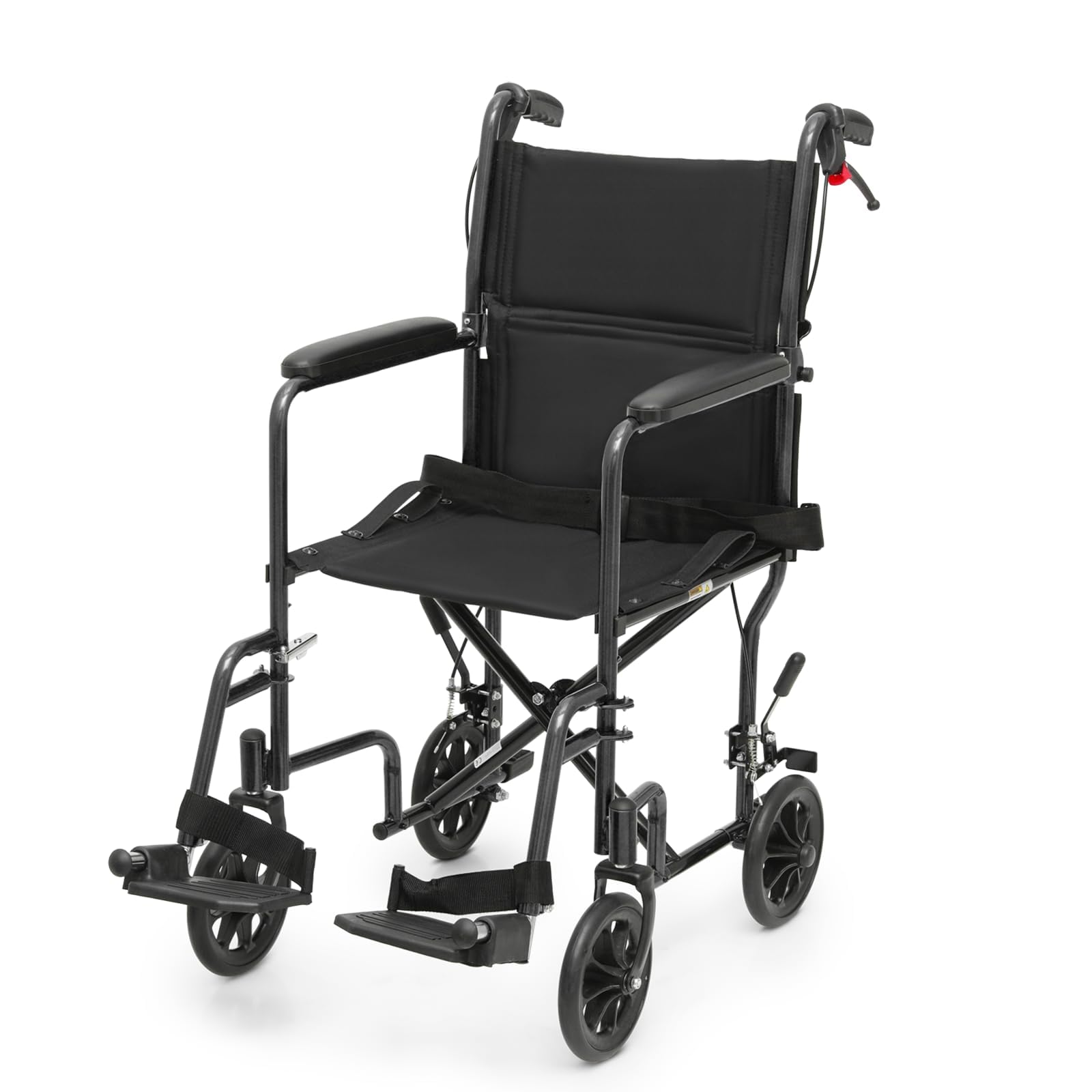 YGNVMCXJG Lightweight Foldable Wheelchair for Adults & Seniors, Portable Transport Chair with Swing-Away Footrests, Armrests, Handbrake, Seatbelt, Breathable Seat, Solid Wheels, Supports 250lbs