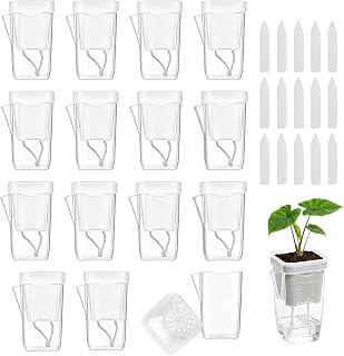 15 Pack Clear Self-Watering Mini Pots for Indoor Plants