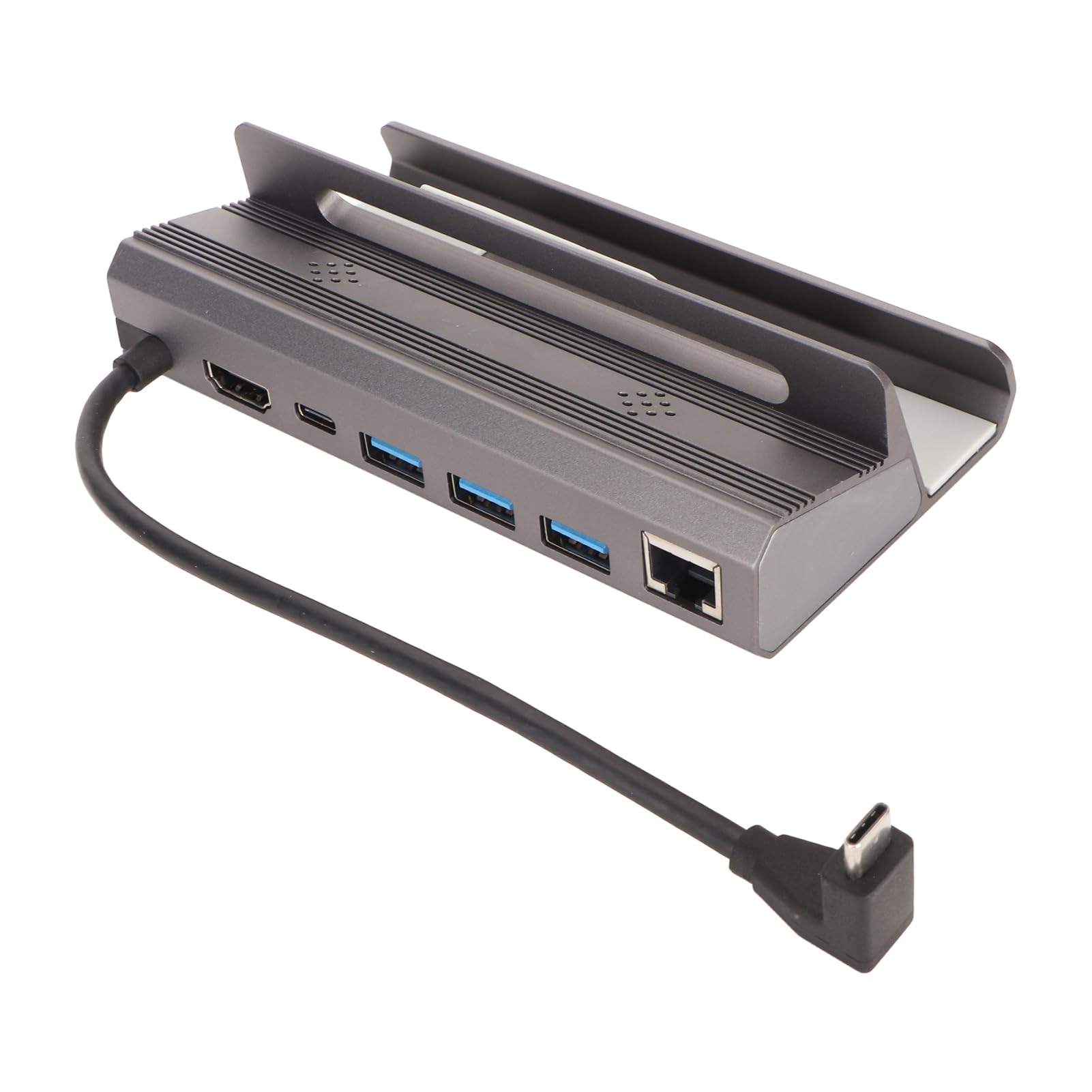 Docking Station USB C per Hub 6 in 1 Steam Deck con Uscita 4K e Gigabit Ethernet per Configurazione di Gioco Domestica Grigio Alluminio