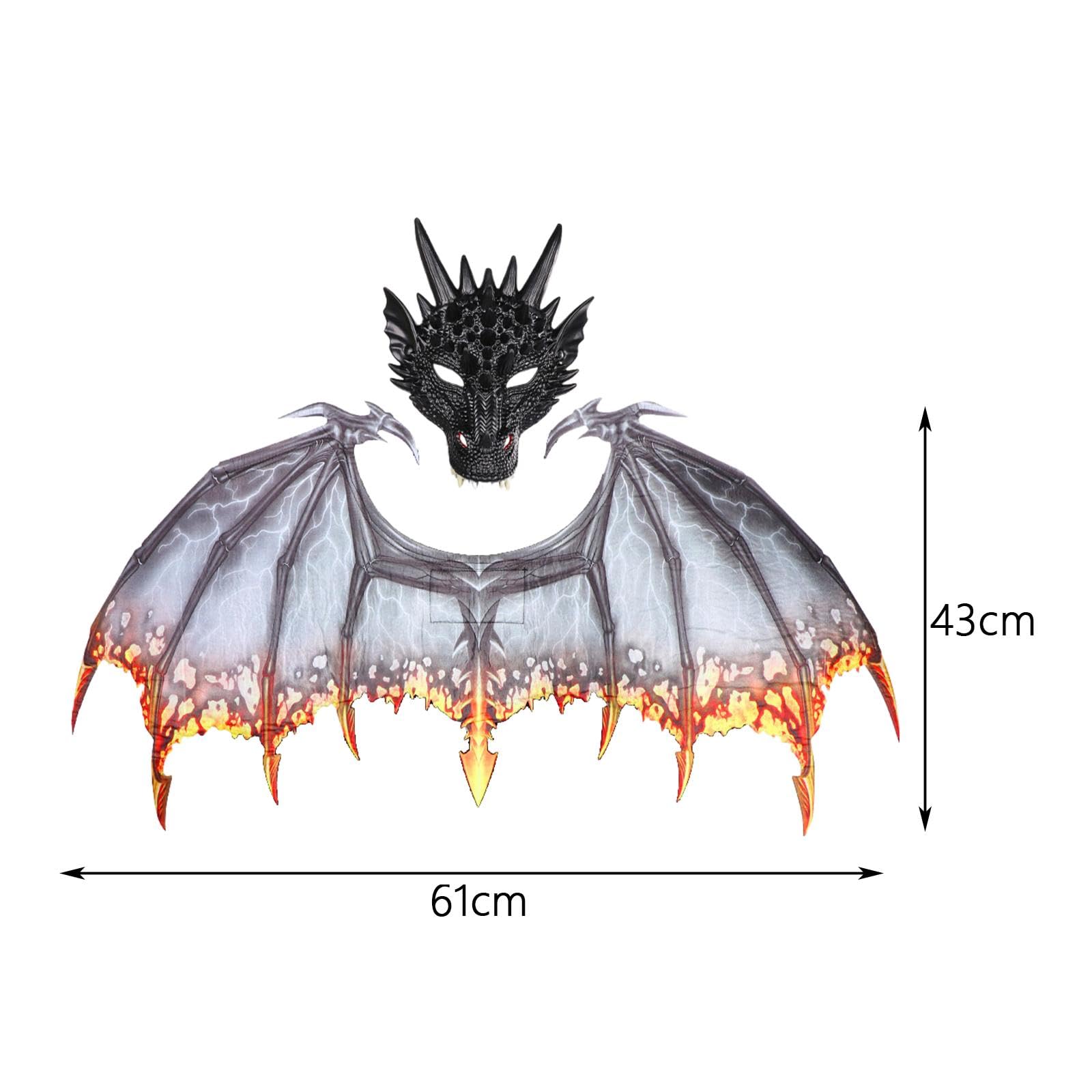 Costume Da Drago per Adulti, Maschera Da Dinosauro con Cinturino Elastico, Oggetti di Scena, Travestimento con di Drago per Bomboni