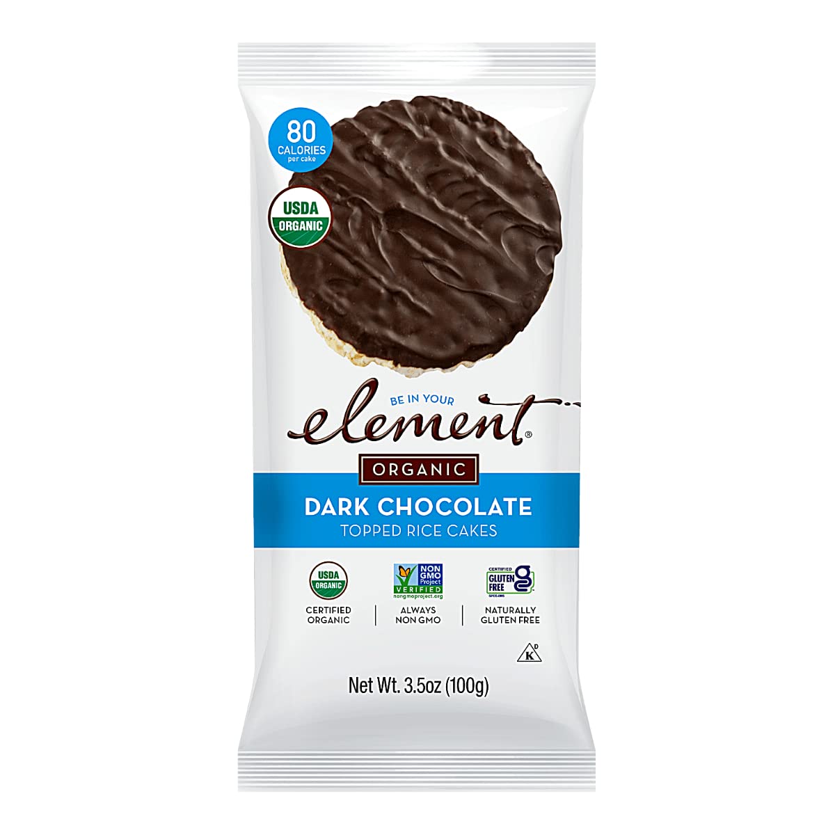 Element Organic Dipped Rice Cakes Dark Chocolate -- 3.5 oz Pack of 6USDA Organic