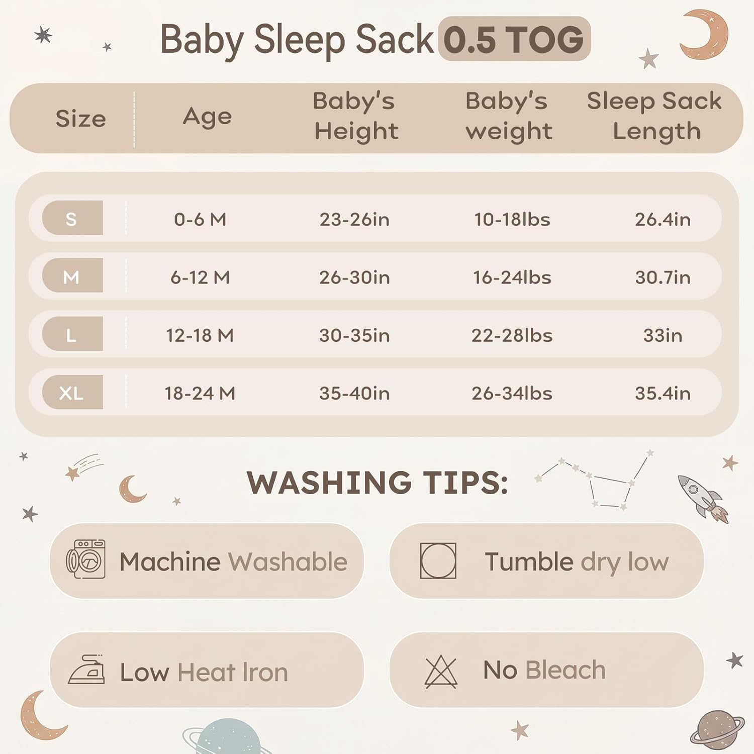 Baby Sleep Sack 6-12 Months 3 Pack 100% Cotton Lightweight 0.5 TOG Wearable Blanket Baby Sleep Bag with 2-Way Zipper for Newborn Infant White Gray Blue Space - Image 6